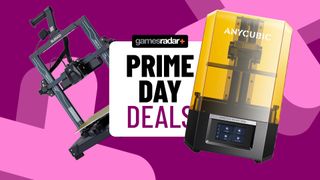 An Elegoo Neptune 4 and Anycubic Photon Mono M5s beside a Prime Day deals badge