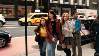 Isabel Merced, Dakota Johnson, Sydney Sweeney and Celeste O'Connor in Madame Web